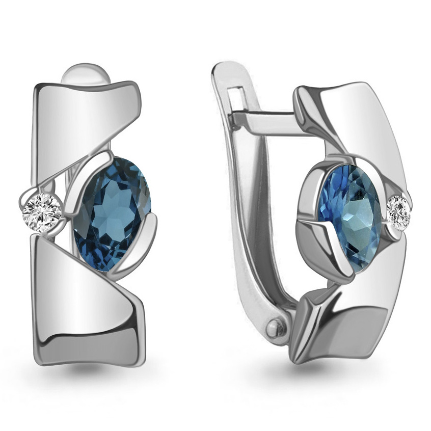 Серьги, серебро, топаз "лондон", 4778608А.5